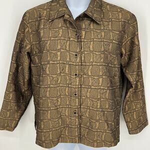 Vintage Chico's Bronze Brown Lux Lightweight Jacket Chicos Size 1 (8-10)
